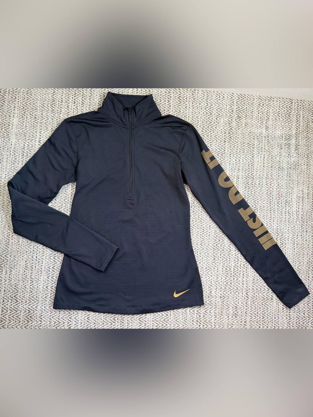 Nike Dri-FIT Pullover Womens Medium Blue 1/4 Zip Long Sleeve Just Do It Top
